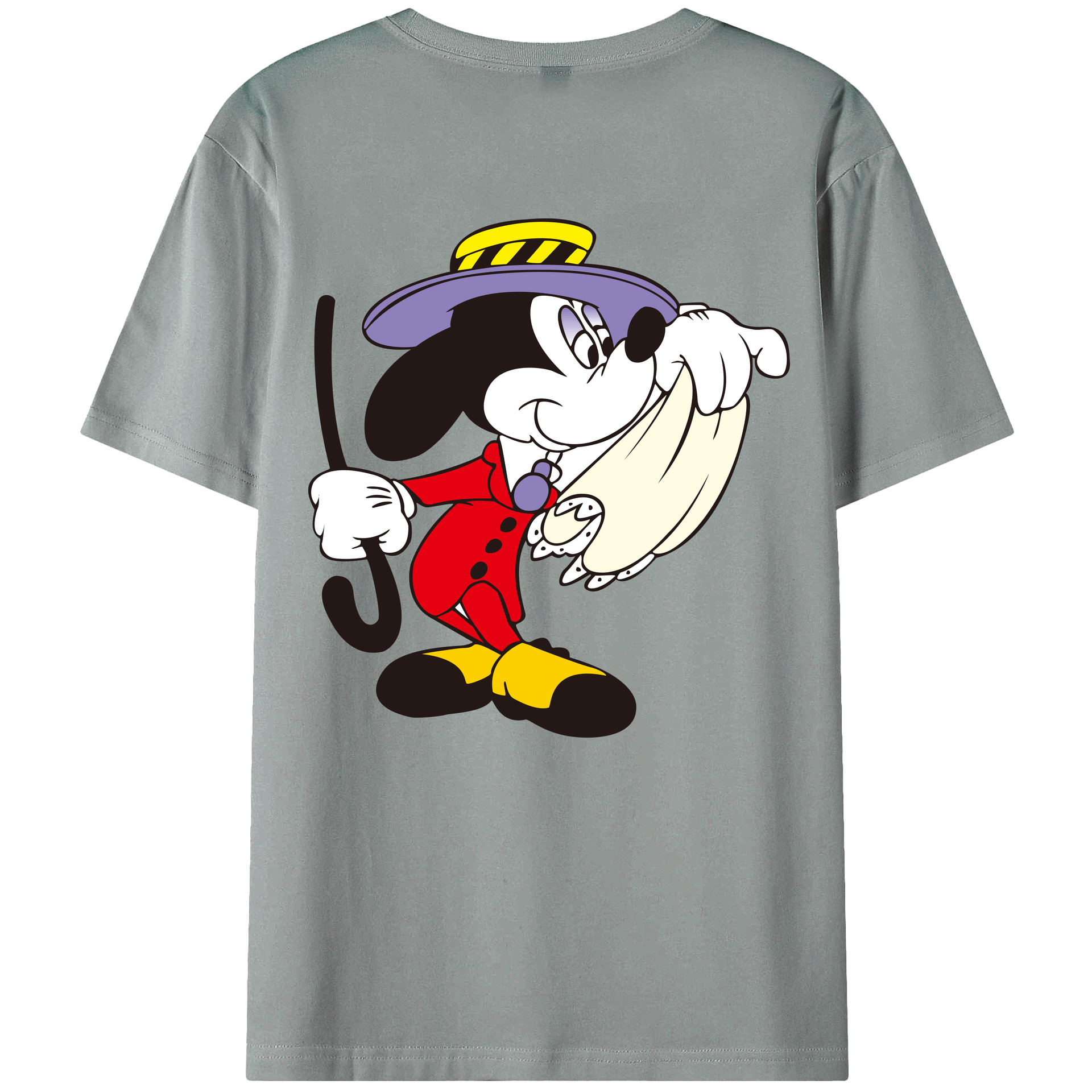 ミッキーマウス Mickey Mouse 綿100％ メンズ半袖Tシャツ（バックプリント） 通気性